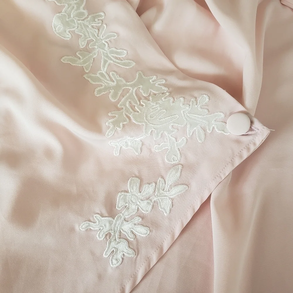 VINTAGE Victoria's Secret Gold Label Pink Kimono Wrap Top Lounge PJ Set Large